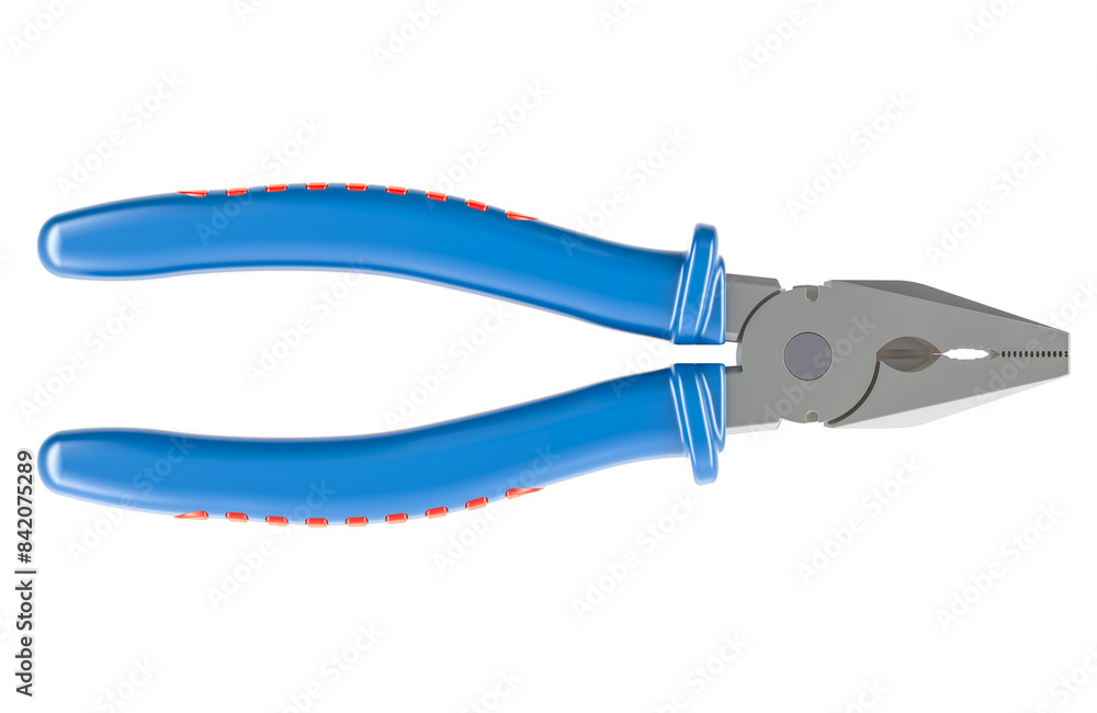 Pliers, blue hand pliers. 3D rendering isolated on transparent background Pliers, blue hand pliers. 3D rendering isolated on transparent background