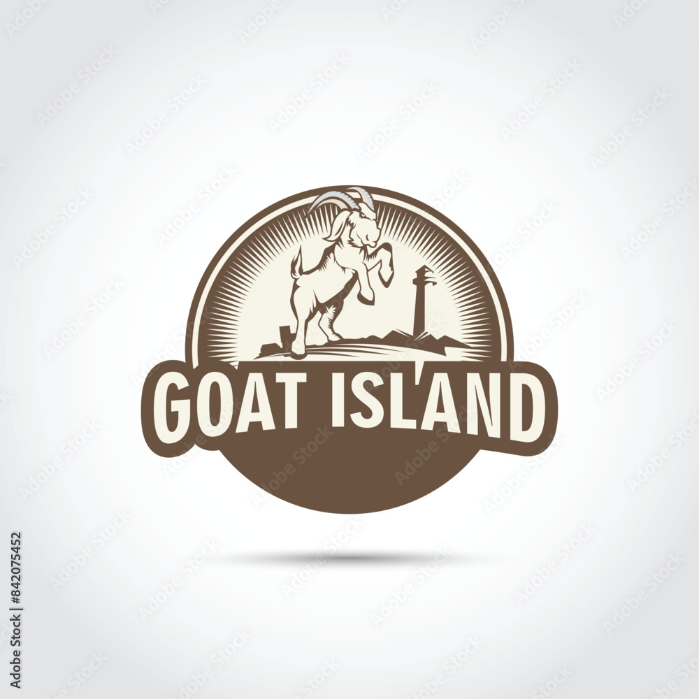 Obraz premium Goat Island Logo Design. Vector Illustrator