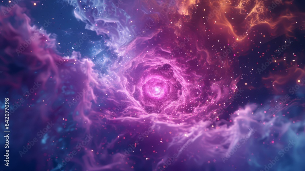 Vibrant Cosmic Nebula with Swirling Colors, Space and Astronomy Concept Vibrant Cosmic Nebula with Swirling Colors, Space and Astronomy Concept