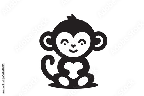 A cute monkey silhouette vector illustration