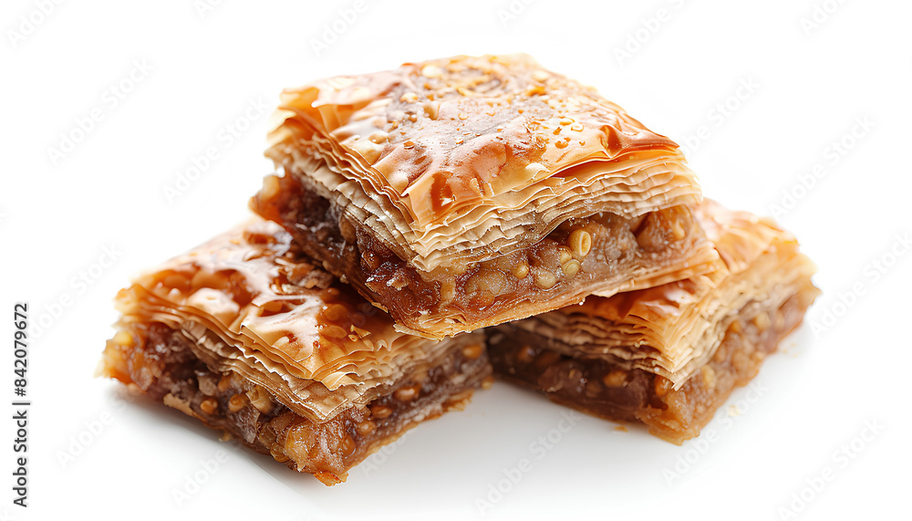 Tasty baklava isolated on white background, closeup Tasty baklava isolated on white background, closeup