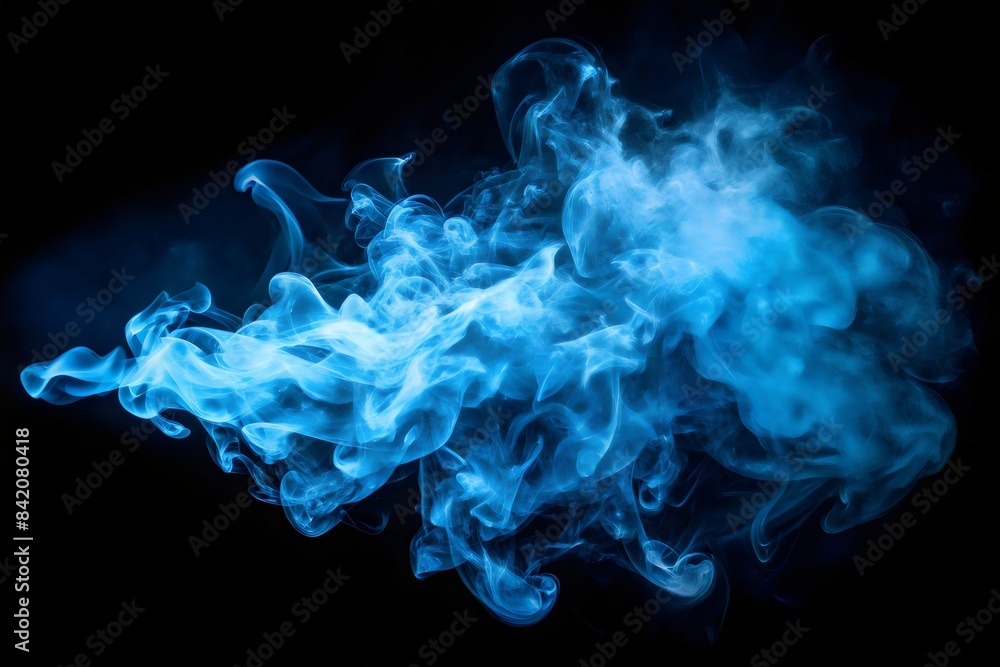 Obraz premium Blue smoke with black background