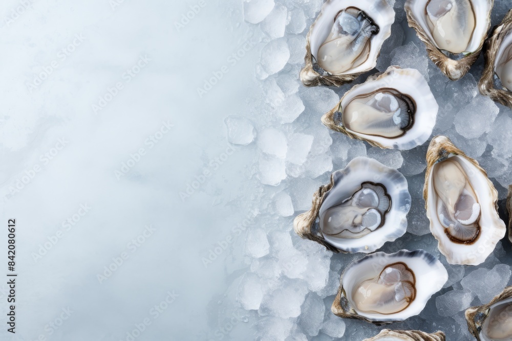 Fresh Oysters on a Bed of Crushed Ice copyspace Fresh Oysters on a Bed of Crushed Ice copyspace