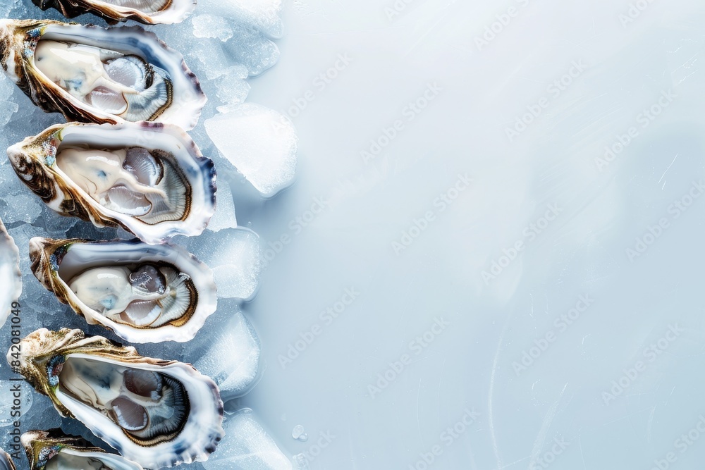 Fresh Oysters on a Bed of Crushed Ice copyspace Fresh Oysters on a Bed of Crushed Ice copyspace