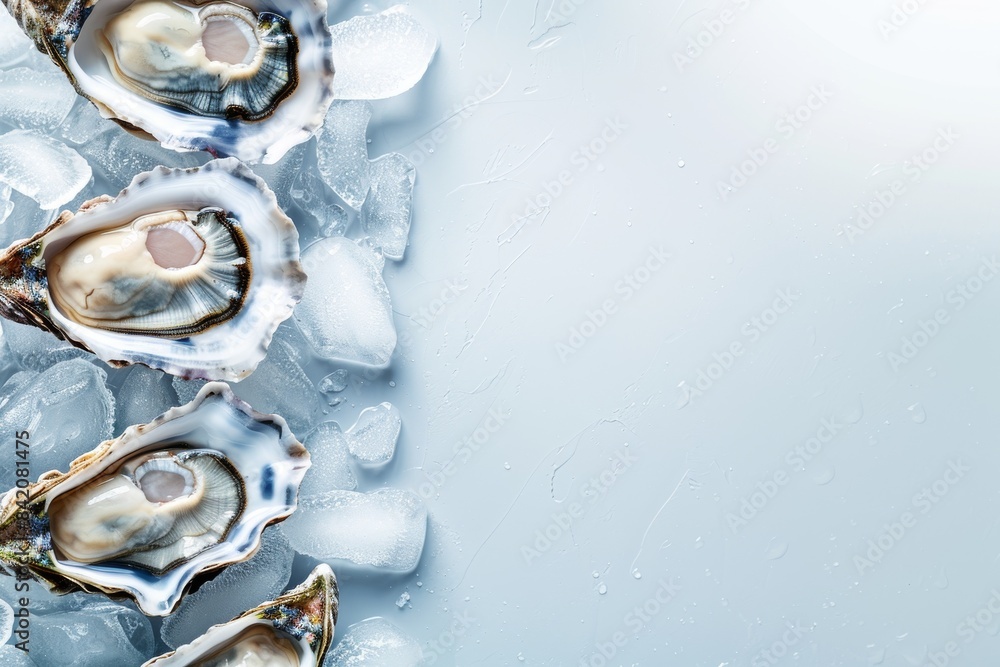 Fresh Oysters on a Bed of Crushed Ice copyspace Fresh Oysters on a Bed of Crushed Ice copyspace