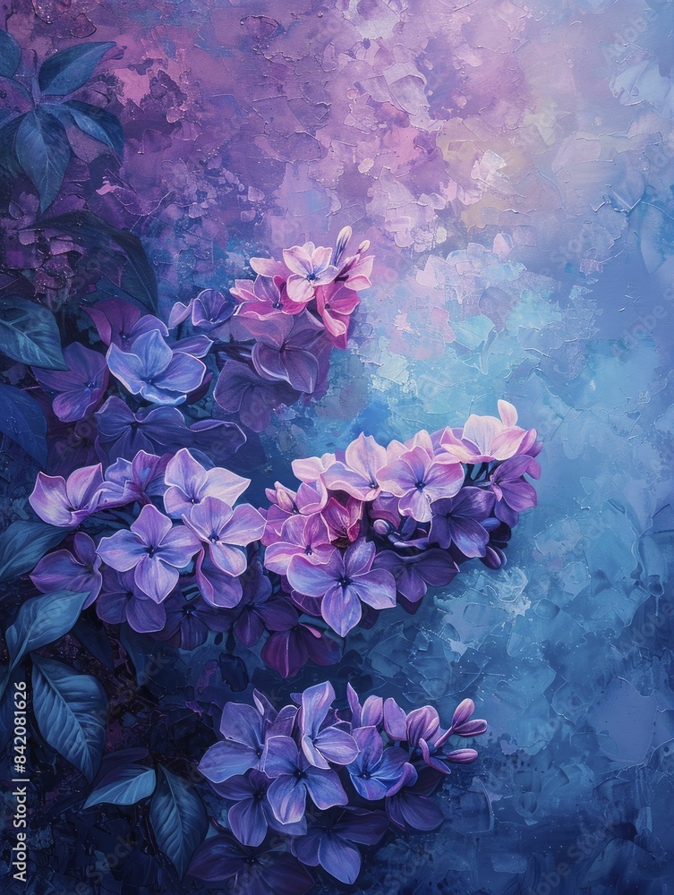 Φωτογραφία Blossoms in hues of purple and blue, blending effortlessly into an artist's idyllic vision, a dreamy oasis of stunning nature