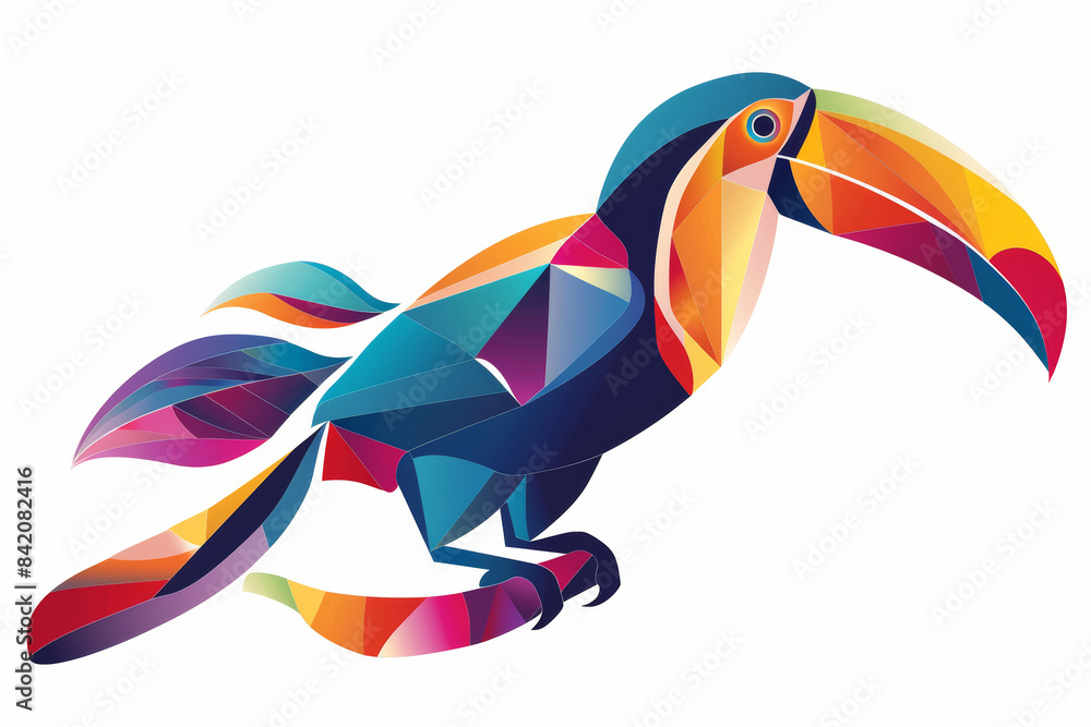 Obraz premium Elegant Toucan Logo with Rainbow Colors