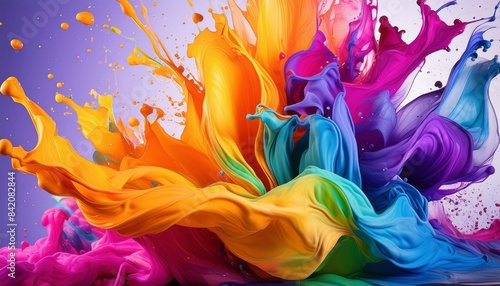 dynamic abstract paint splash background vibrant liquid spectrum illustration photo
