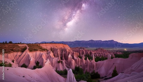 milky way galaxy above the moon caves slot canyons in cathedral gorge photo