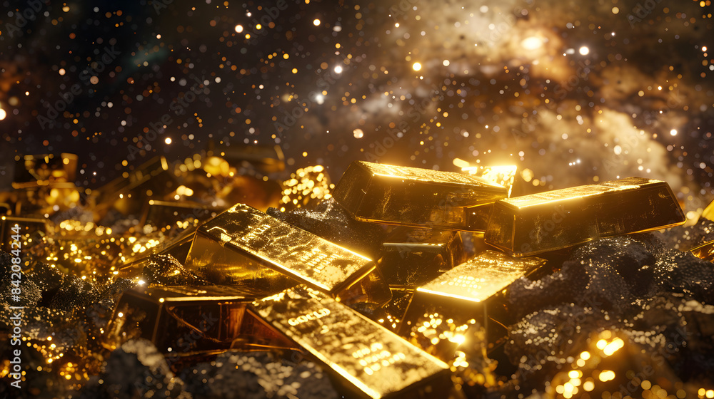 a pile of gold bars in space a pile of gold bars in space