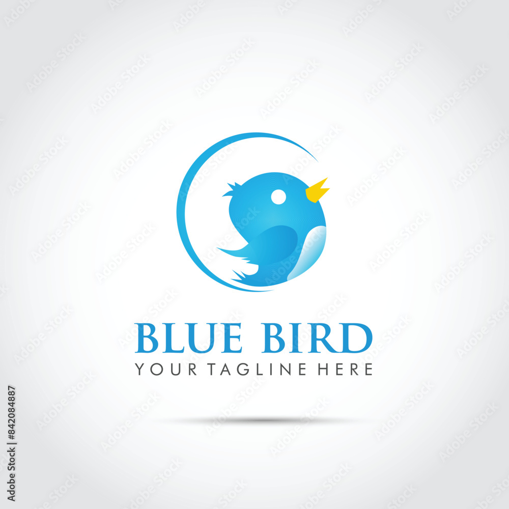 Blue Bird Funny Logo Design, Vector Illustrator Blue Bird Funny Logo Design, Vector Illustrator