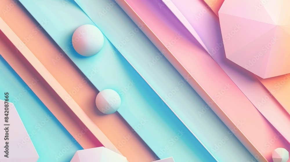 Fototapeta premium Abstract 3D Geometric Background, Pastel Color.