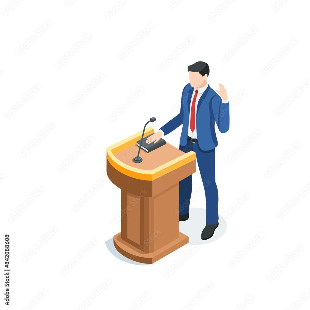 isometric vector business man with his hand on a book stands at the podium, in color on a white background, an oath in court to tell the truth and nothing but the truth isometric vector business man with his hand on a book stands at the podium, in color on a white background, an oath in court to tell the truth and nothing but the truth