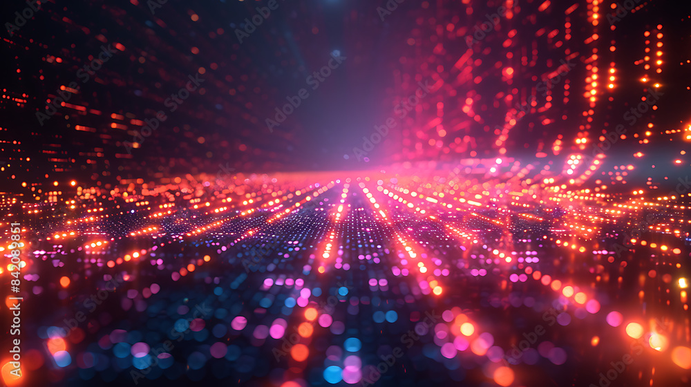 Obraz premium Vibrant Tech Abstraction - Dynamic Patterns & Futuristic Elements
