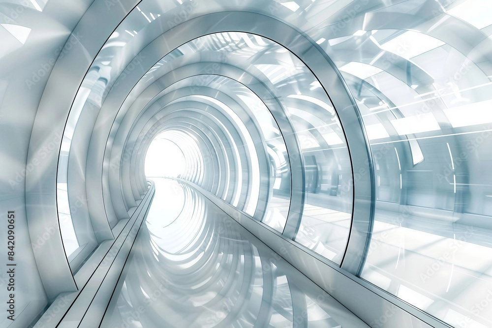 Fototapeta premium Dynamic Energy Pulse Moving Through Tunnel Isolated on Transparent Background