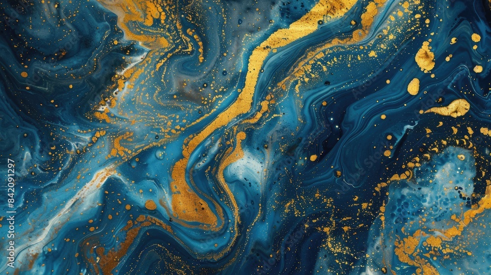 Abstract art background in shades of blue and gold Abstract art background in shades of blue and gold