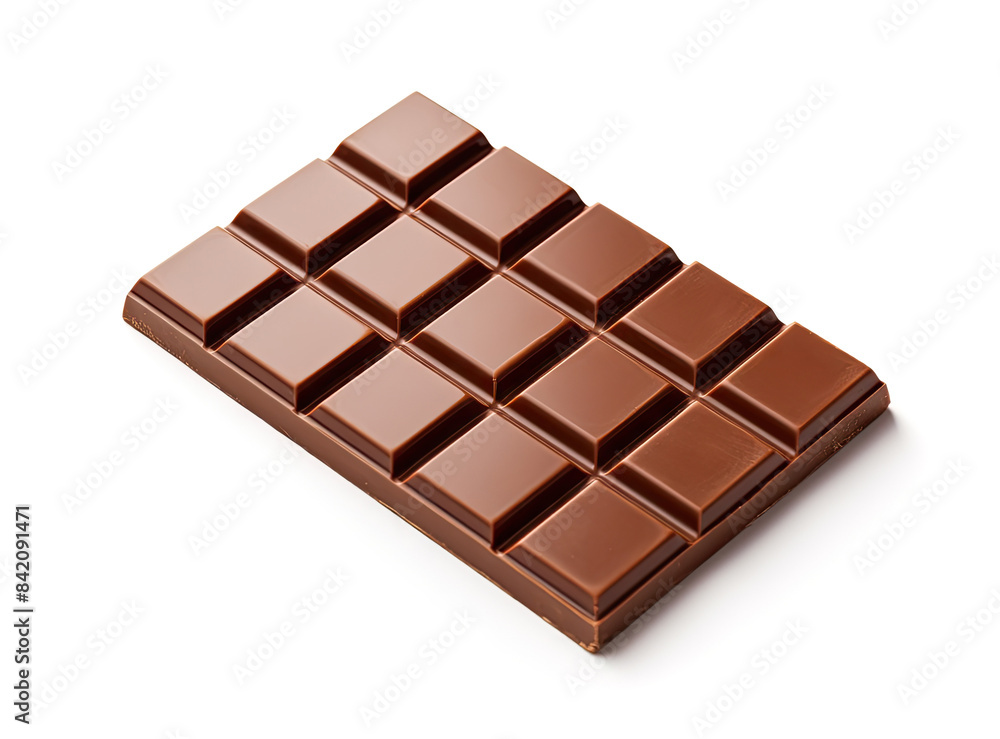 Chocolate Bar Isolated, Whole Chocolate Blok with Square Segments on White Background Chocolate Bar Isolated, Whole Chocolate Blok with Square Segments on White Background