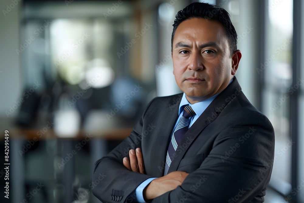 Latin American Executive in Modern Office Environment Latin American Executive in Modern Office Environment