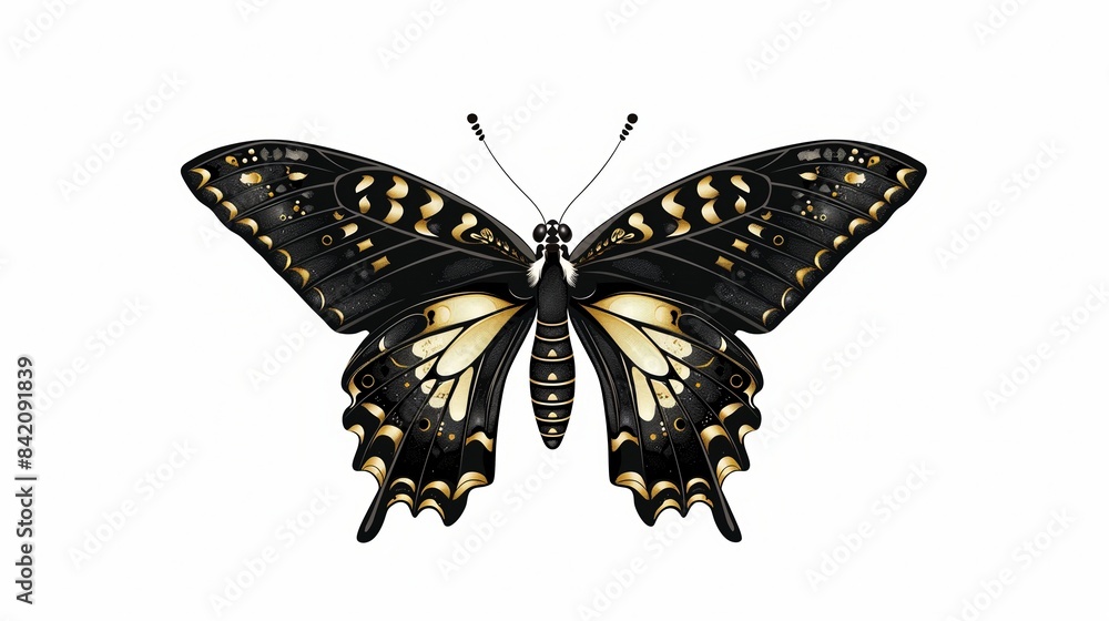 Obraz premium Monochrome beautiful butterfly with intrinsic patterns.