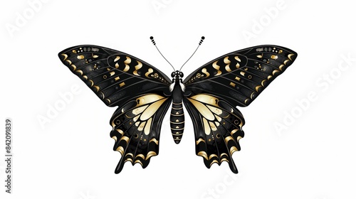 Monochrome beautiful butterfly with intrinsic patterns. © Joyce