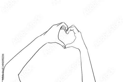 hands holding love line art photo