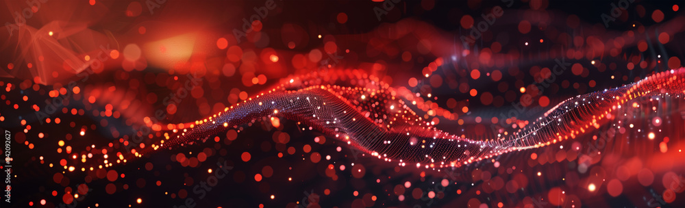 Abstract Digital Background with Red Waves Abstract Digital Background with Red Waves