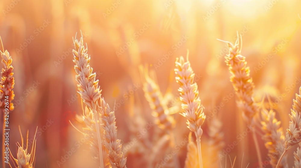Abstract background of golden wheat ear in field with warm sunlight Abstract background of golden wheat ear in field with warm sunlight