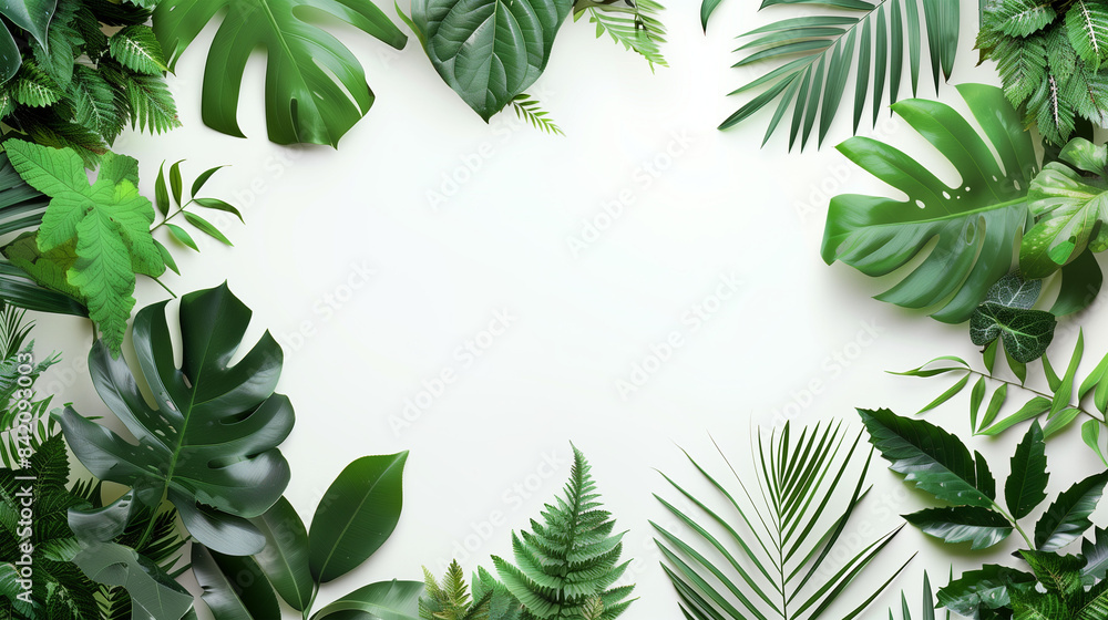 Botanical Frame with Lush Green Leaves Botanical Frame with Lush Green Leaves