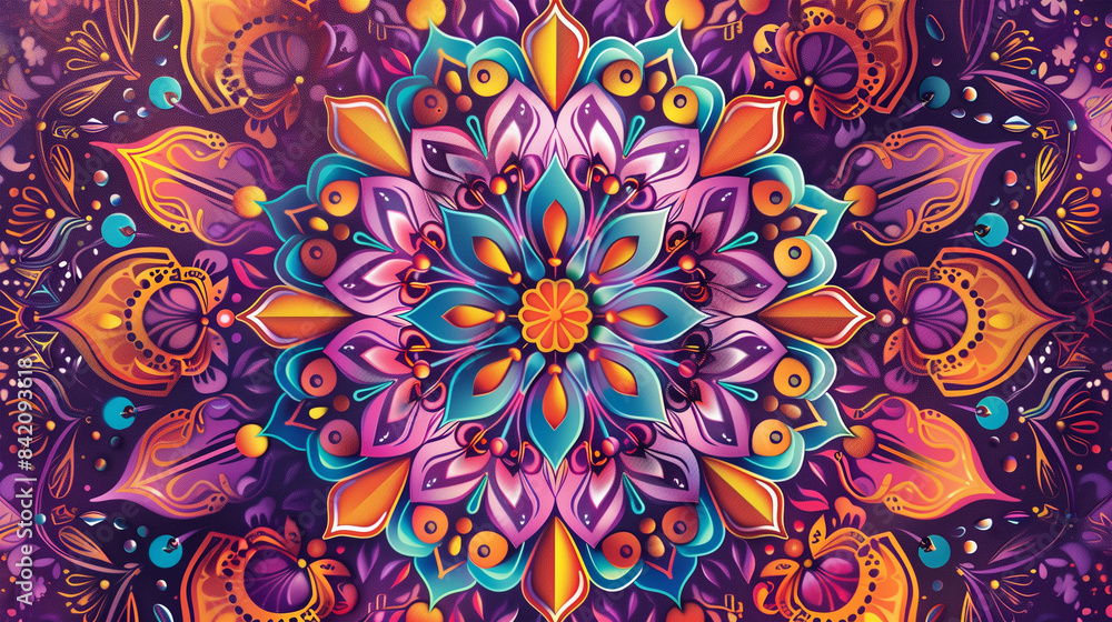 Bright and Colorful Mandala Design with Intricate Patterns Bright and Colorful Mandala Design with Intricate Patterns