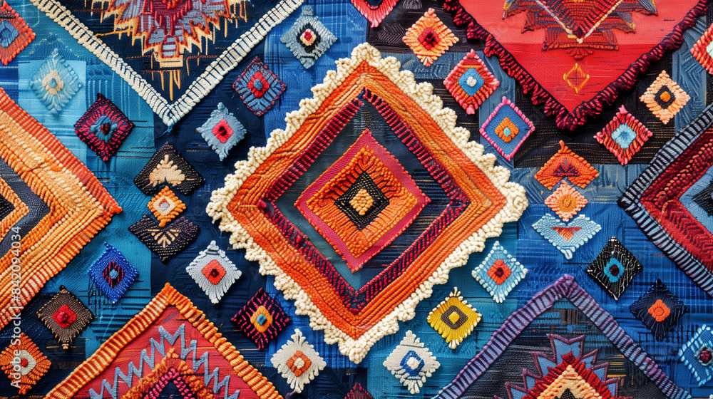 Traditional Geometric Pattern with Colorful Diamond Shapes. Traditional Geometric Pattern with Colorful Diamond Shapes.