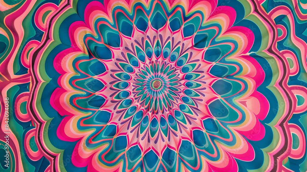 Psychedelic Radial Pattern with Vibrant Colors