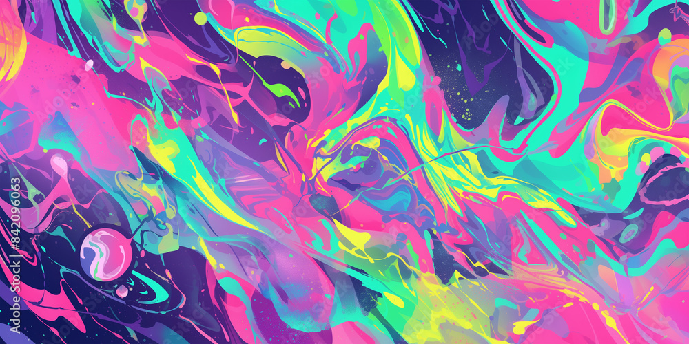Psychedelic marble pattern with neon greens and pinks Psychedelic marble pattern with neon greens and pinks