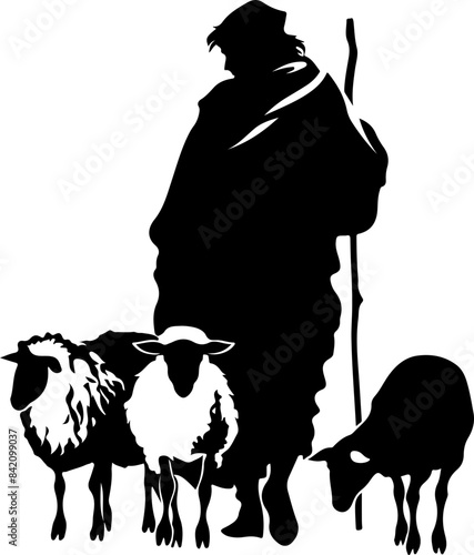 Silhouette of Shepherd with Sheep - Guidance and Simplicity