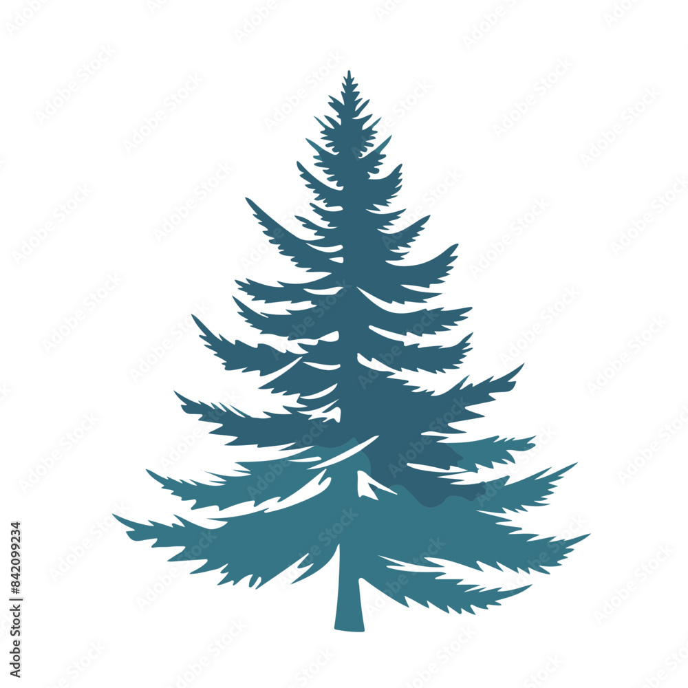 Fototapeta premium Minimalistic Evergreen Tree Silhouette – Nature and Simplicity with Copy Space