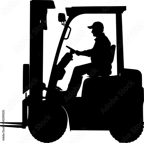 Silhouette of Forklift Operator - Industrial Work