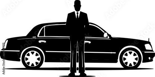 Elegant Silhouette of Executive and Luxury Car Representing Sophistication