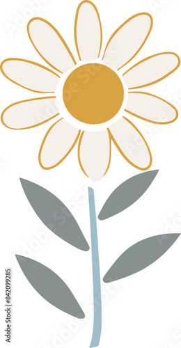 Simple Flower Illustration of a Daisy, Representing Growth and Renewal with Copy Space