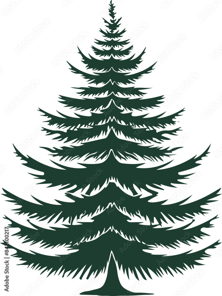 Fototapeta premium Minimalist Pine Tree Illustration Symbolizing Nature and Simplicity with Ample Copy Space