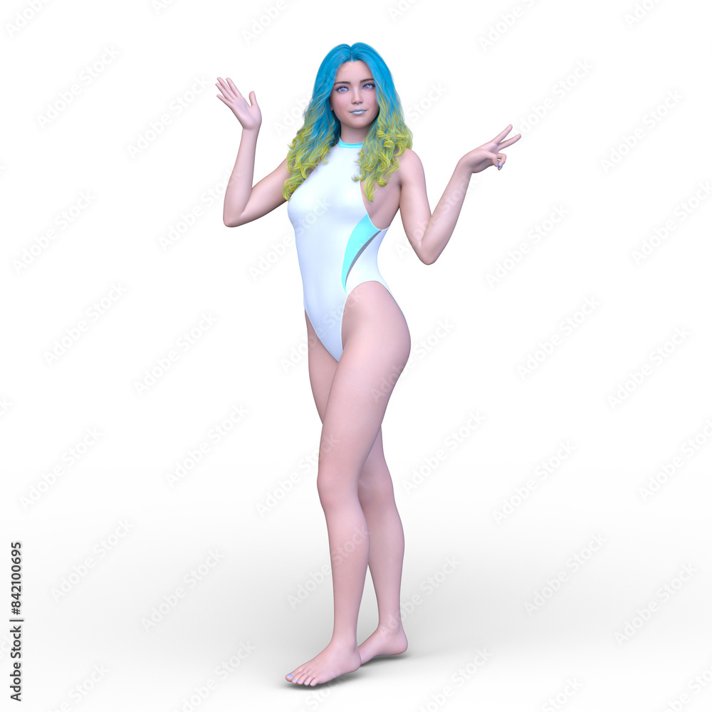 水着姿の女性 3DCGレンダリング 水着姿の女性 3DCGレンダリング
