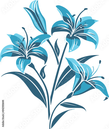 Blue Floral Illustration Symbolizes Elegance and Tranquility