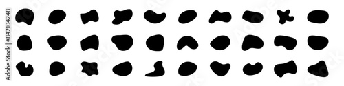 Various blotch. Random color blobs, round abstract organic shapes. Pebble, drops and stone silhouettes. Inkblot 90s texture vector set. Basic, simple rounded, smooth colorful forms. Vector icon set