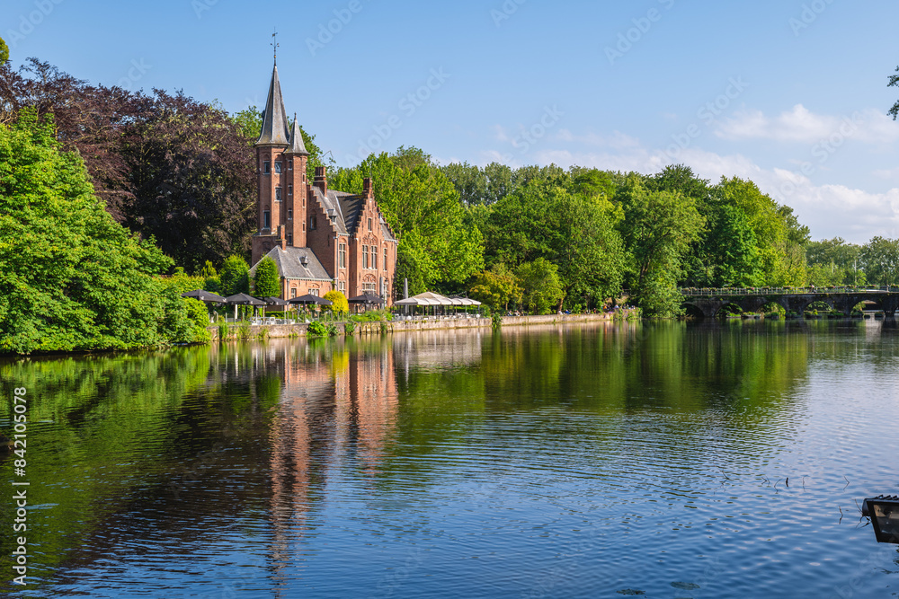 Scenery of Minnewater, the lake of love, located in Bruges, Belgium Scenery of Minnewater, the lake of love, located in Bruges, Belgium