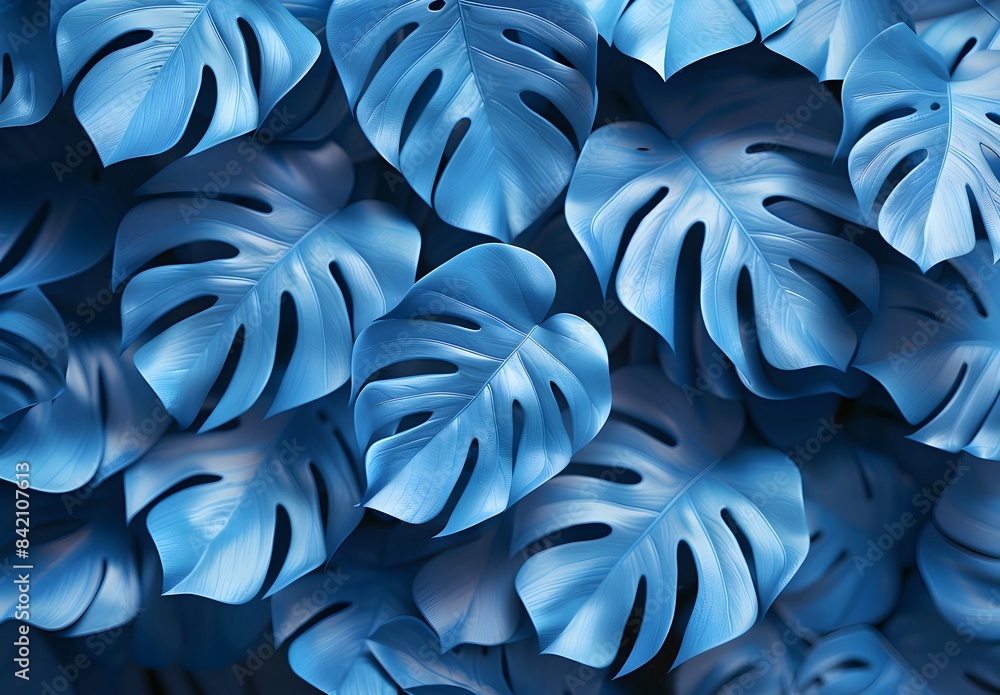 Lush Blue Monstera Leaves Close-Up Lush Blue Monstera Leaves Close-Up