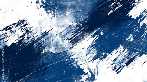 Obraz na płótnie Abstract navy blue and white background with grunge brush strokes w salonie