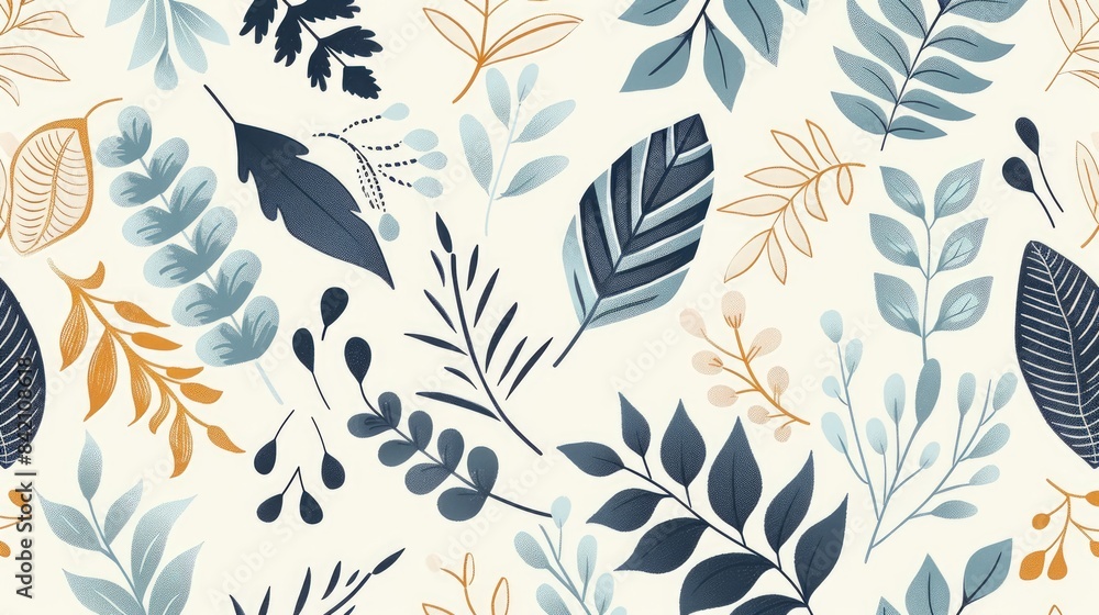 Gender neutral leafy pattern with a touch of whimsy for children s decor or Scandinavian designs Gender neutral leafy pattern with a touch of whimsy for children s decor or Scandinavian designs