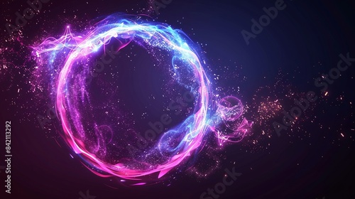 Abstract Neon Energy Sphere of Particles and Waves