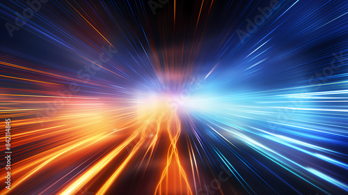 Abstract background with light speed lines and glowing starry sky