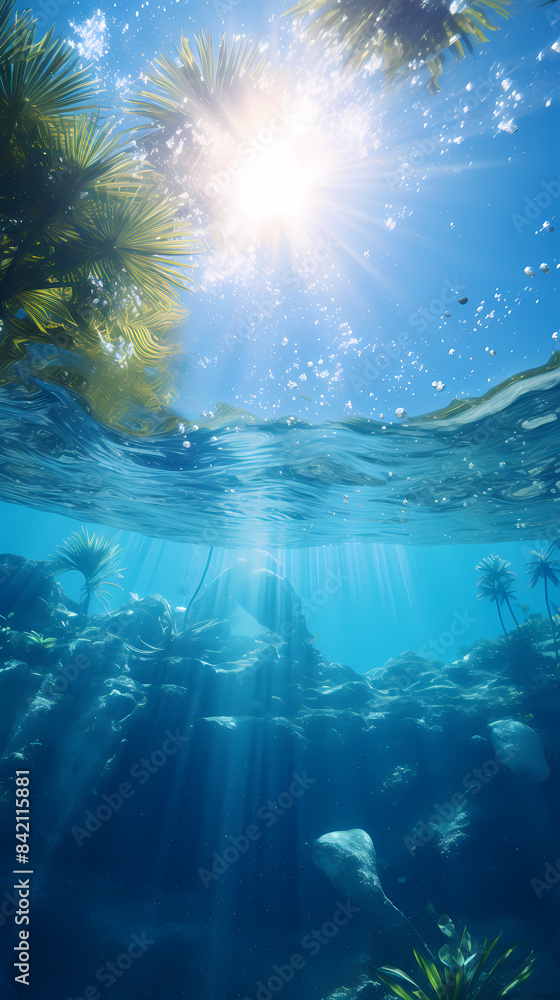 Fototapeta premium Tropical island underwater scene