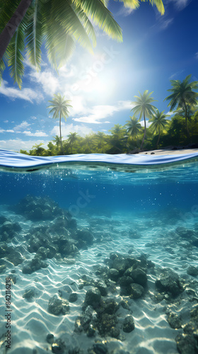 Tropical island underwater scene © ma