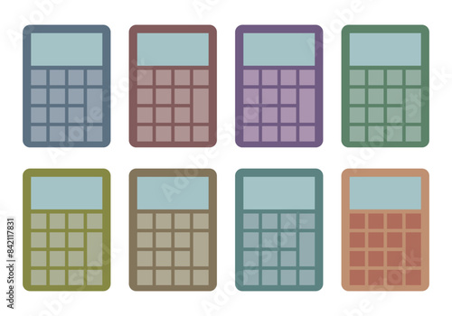 Hoja de iconos de calculadora en fondo blanco